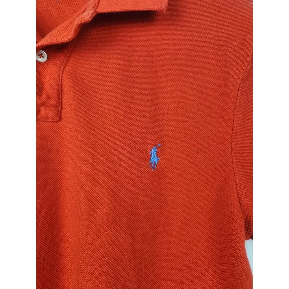 Vintage Polo Ralph Lauren Shirt Red Men Size Small Blue Logo Short Sleeve